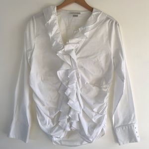 Soft Surroundings ruffle front button down